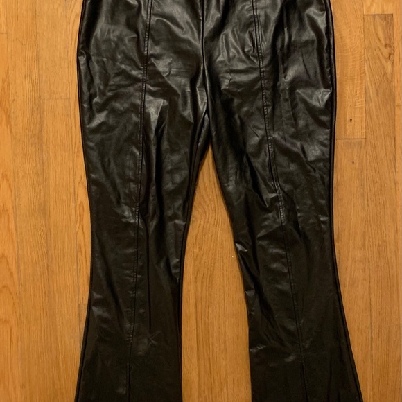 Slit Front Faux Leather Flare Pants - Picture 5 of 6